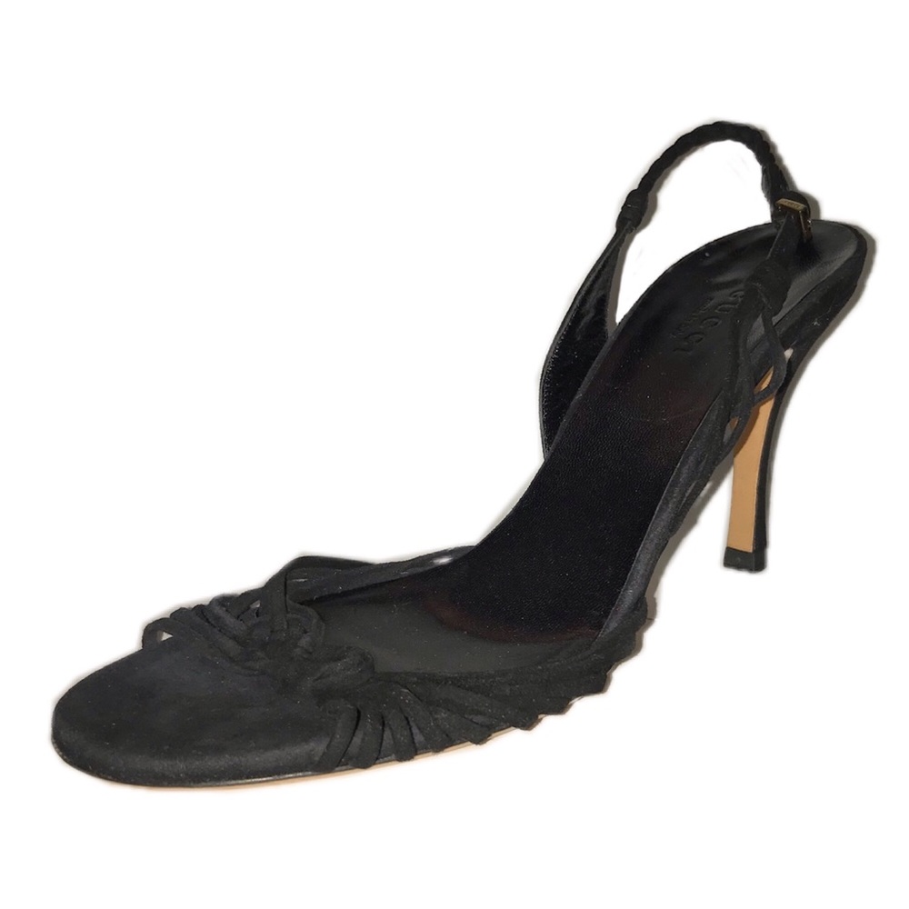 Gucci Black Suede Strappy Sandal Heel Left Only
